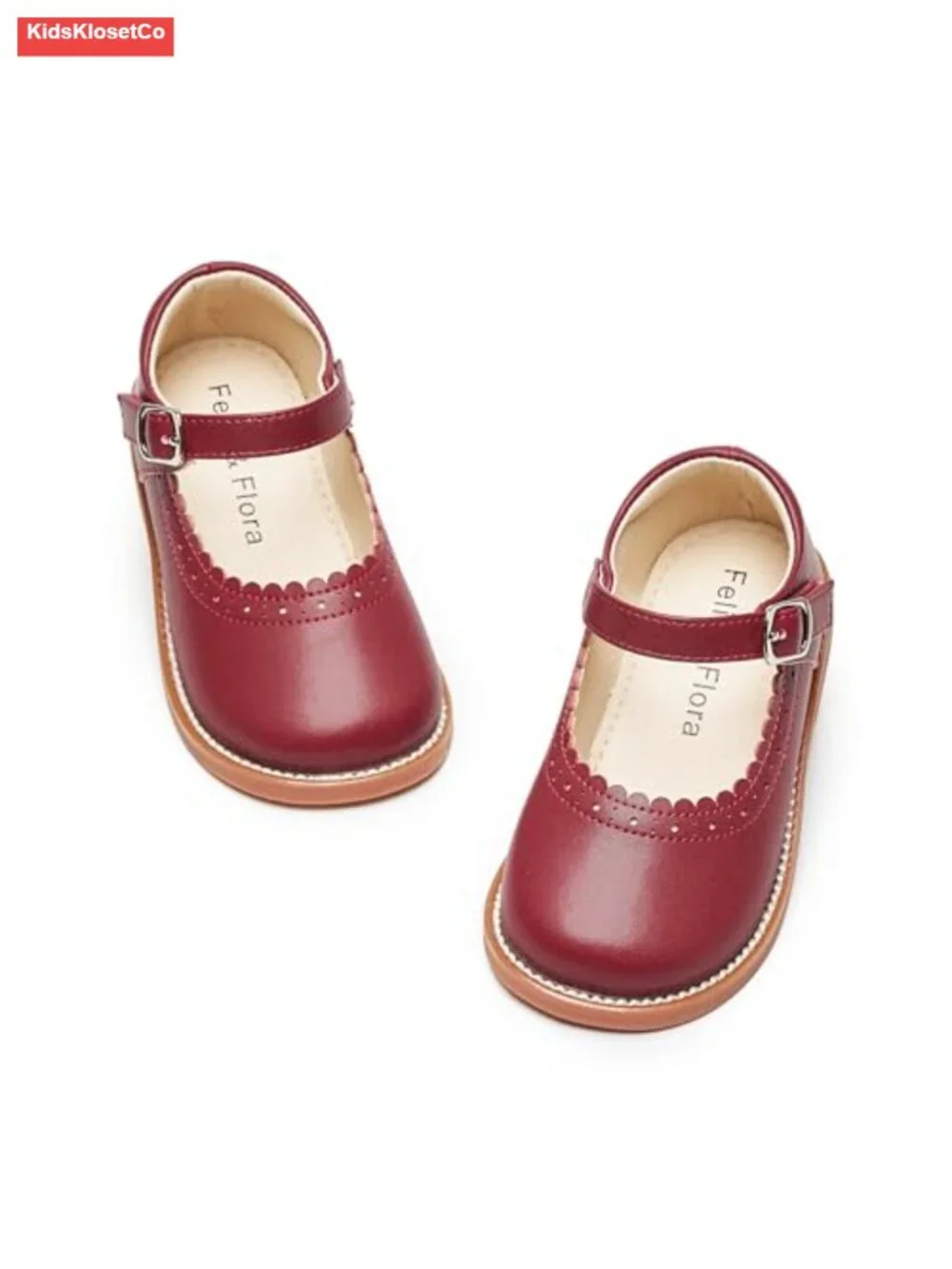 Toddler Girls Mary Jane Flats Shoes Non-Slip Faux Leather Hook & Loop Dress